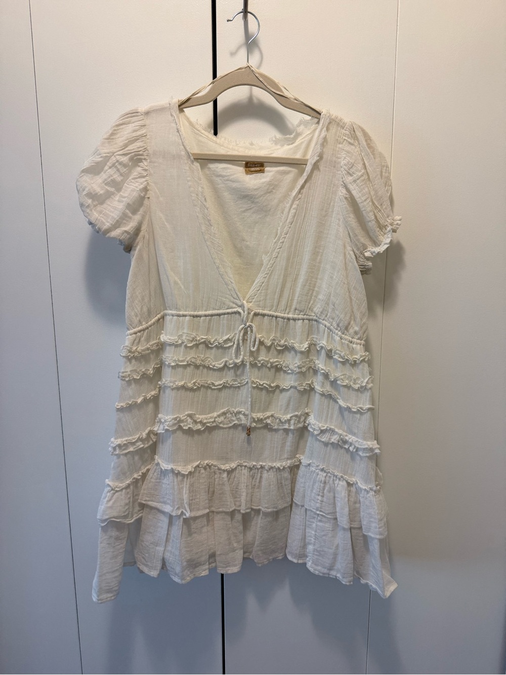Boho White Ruffled Peasant Top